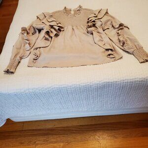BEAUTIFUL BEIGE RUFFLE BLOUSE